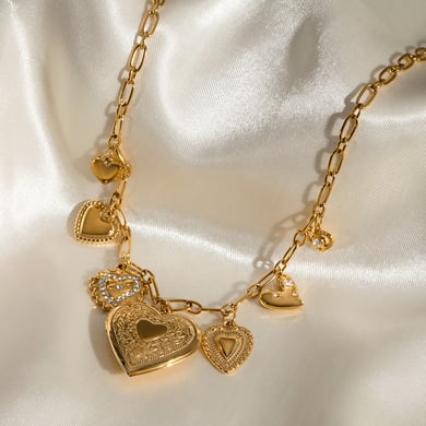 1 Piece Classic Series Fashionable Heart Shape Stainless Steel Gold Color Women's DIY Pendant Necklaces h5 Picture5