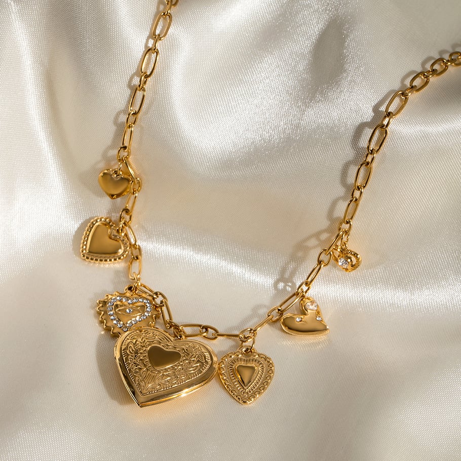 1 Piece Classic Series Fashionable Heart Shape Stainless Steel Gold Color Women's DIY Pendant Necklaces Picture5