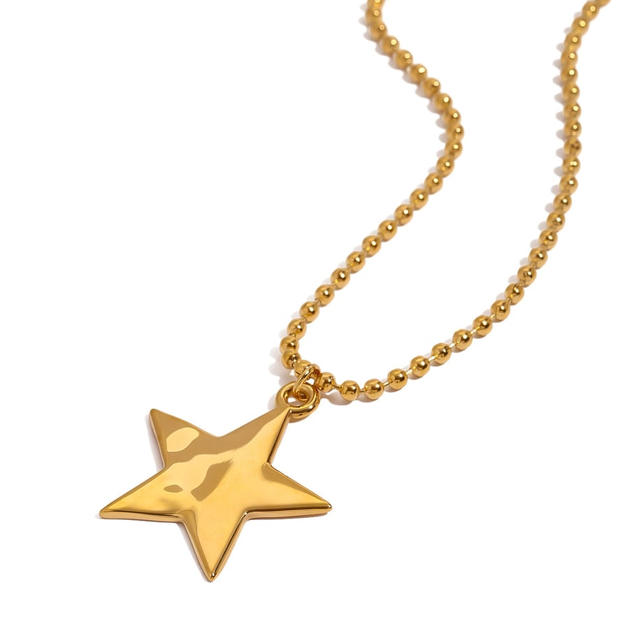 1 Stück Simple Series Europa und Amerika Pentagramm Edelstahl Gold Farbe Damen Anhänger Halsketten Bild8