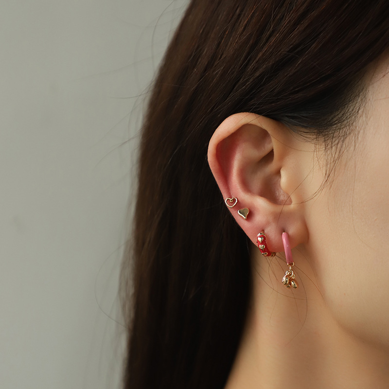 1 Set Stylish Series Chic Polychrome Heart Drop Oil Alloy Exquisite Women's Earrings Set h5Picture4