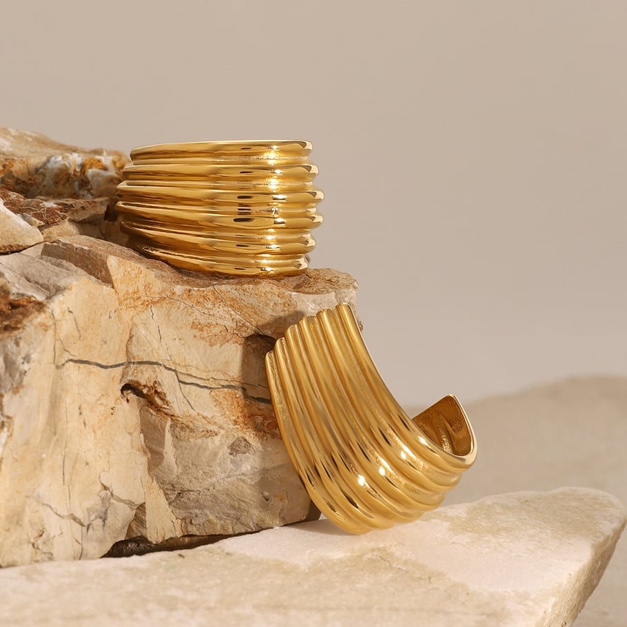 1 Pair Simple Series ins style Strip Stainless Steel 18K Gold Plated Women Stud Earrings Picture5