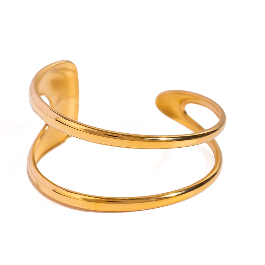 1 Piece Simple Series Simple Solid Color Stainless Steel 18K Gold Plated Women Bangles Picture5