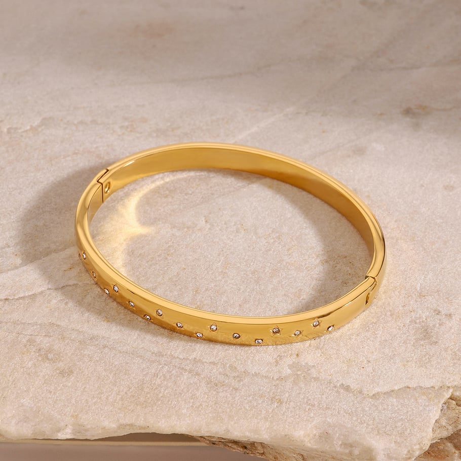 1 Stück Romantische Serie Europa und Amerika Stern Edelstahl Gold Farbe Überzogene Damen Armreifen Bild5