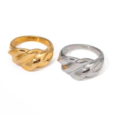 1 Pair Simple Series Retro Twist Stainless Steel 18K Gold Plated Women Single Rings h5 Picture5
