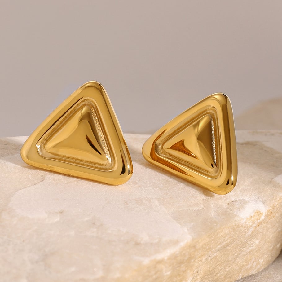 1 Pair Simple Series ins style Geometric Stainless Steel 18K Gold Plated Women Stud Earrings Picture5