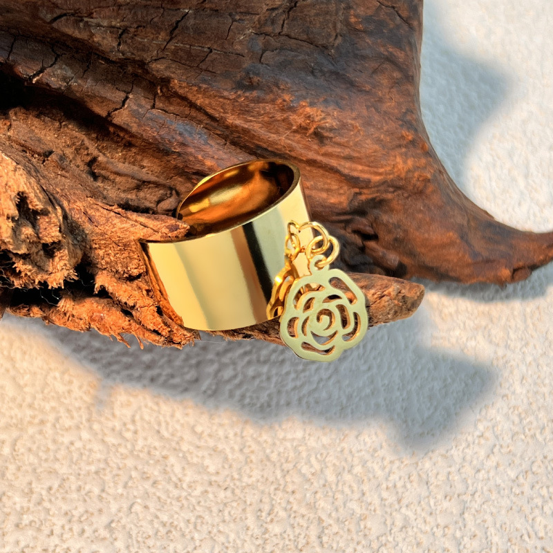 1 Piece Simple Series Bow Knot Stainless Steel Gold Color Women's Adjustable Rings Picture5