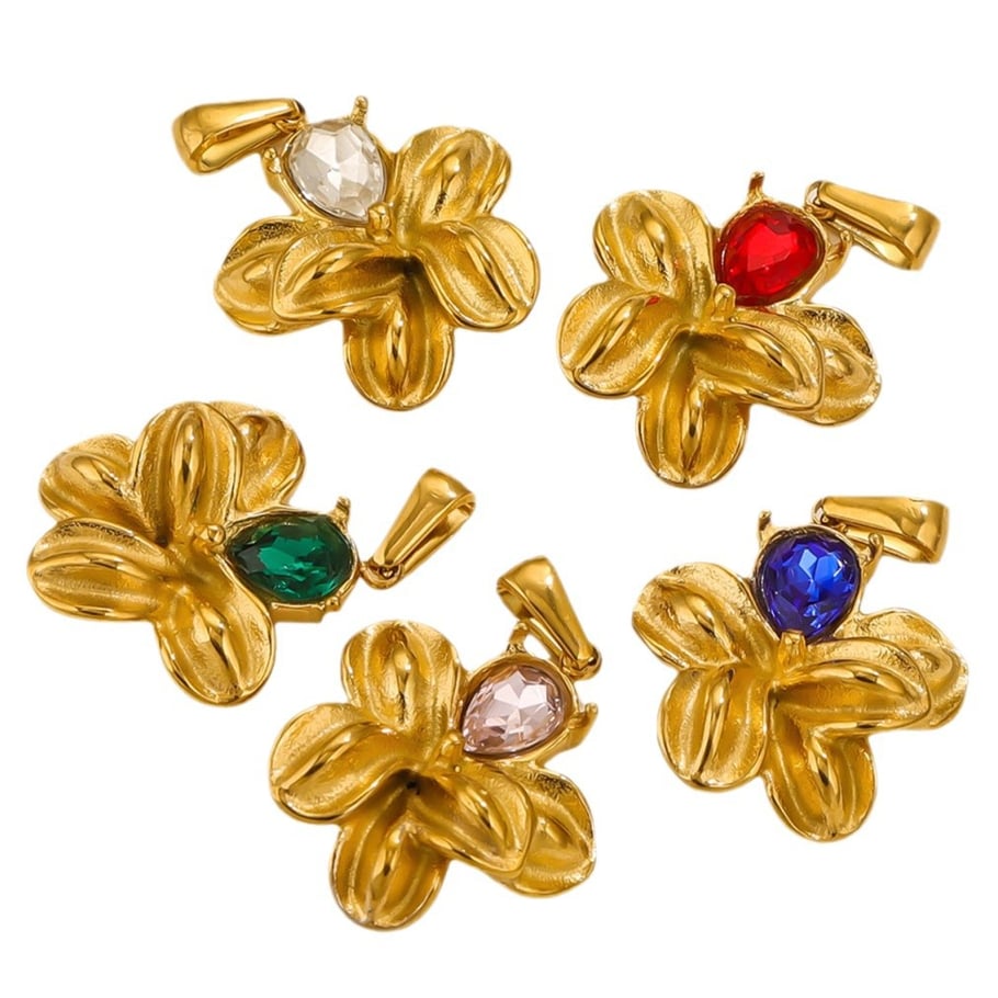 1 Piece Classic Series Fashionable Flower Stainless Steel Gold Color Women's Pendants Picture6