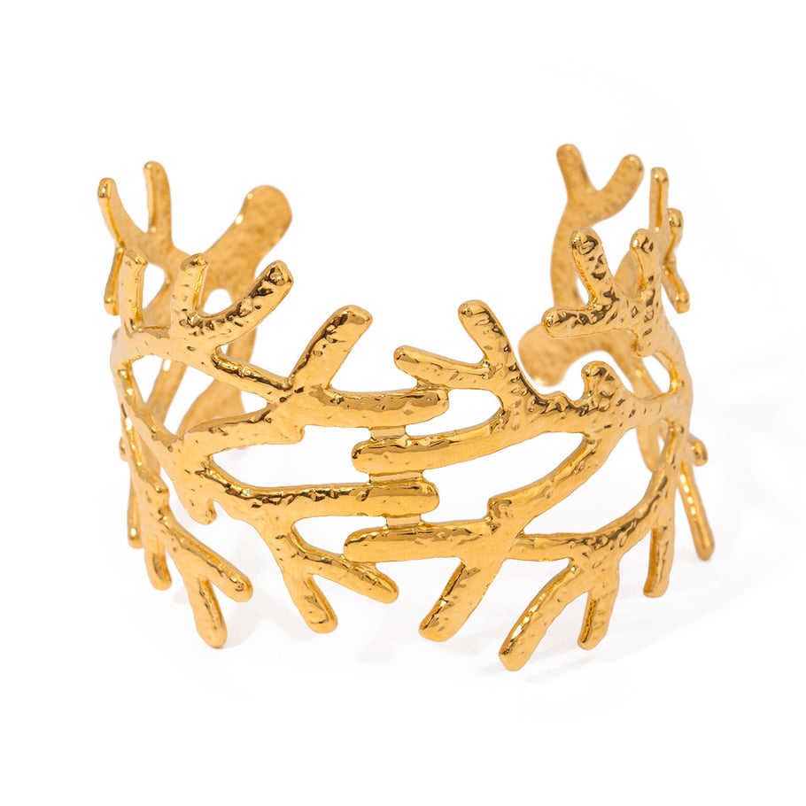 1 Piece Simple Series Retro Plant Stainless Steel 18K Gold Plated Women Bangles Picture5