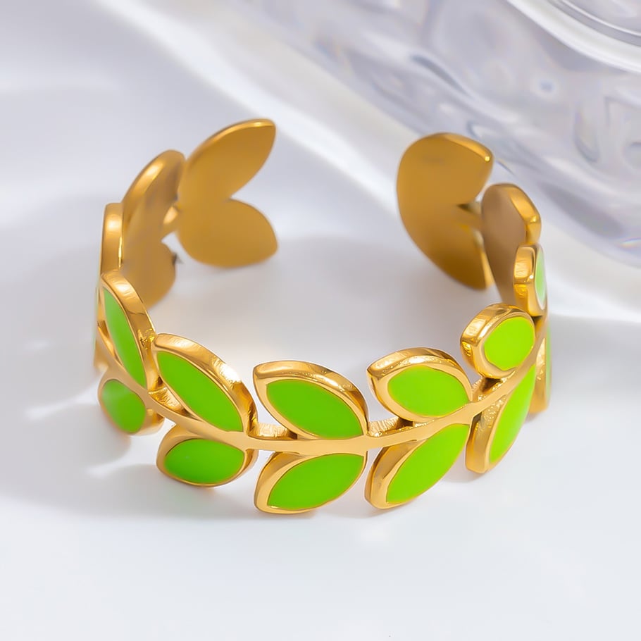 Anillos ajustables para mujer de acero inoxidable color dorado con diseño de planta natural, serie romántica, 1 pieza Imagen4