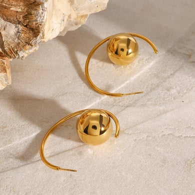 1 Paar Creolen der Simple Series, einfache, einfarbige Creolen aus Edelstahl mit 18 Karat Goldbeschichtung für Damen h5 Bild3