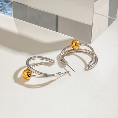 1 Paar einfache Serie Ins Style Ringförmige Creolen aus Edelstahl in Goldfarbe für Damen h5 Bild7