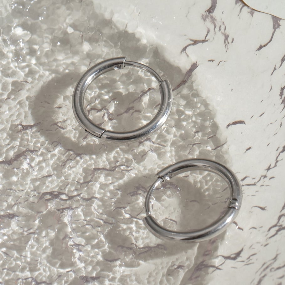 1 Pair Simple Series Simple Solid Color Stainless Steel Women Hoop Earrings Picture5
