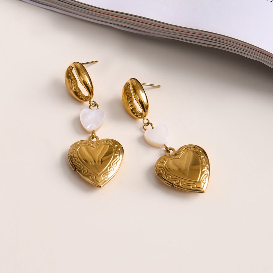 1 Pair Romantic Series Elegant Coffee Bean Stainless Steel Gold Color Women's DIY Drop Earrings Picture5