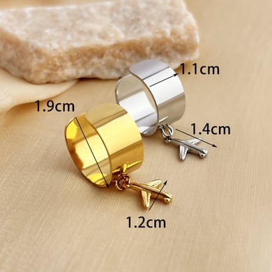 1 Stück Simple Series Lässige geometrische Edelstahl Goldfarbene verstellbare Damenringe h5 Bild5