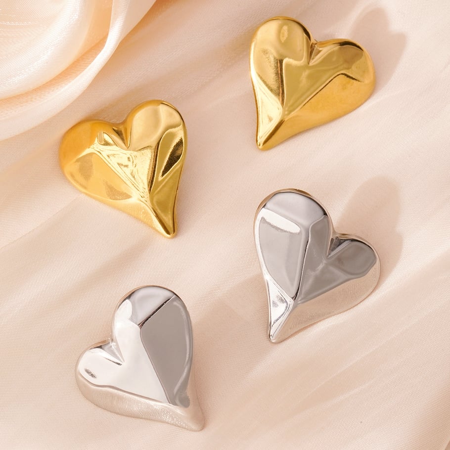 1 Paar romantische Serie Sweet Heart Titan Stahl Gold Farbe Damen Ohrstecker Bild4