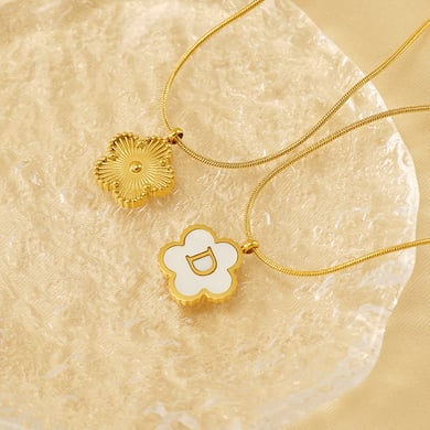 1 Stück Simple Series Daily Letter Edelstahl 18 Karat vergoldete Muschel-Halsketten für Damen h5 Bild3