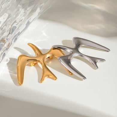 1 Paar Simple Series Simple Animal Edelstahl 18 Karat vergoldete Damenbroschen h5 Bild3