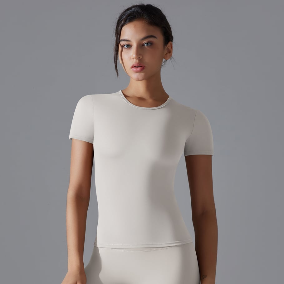 1 Piece High Elastic Skin Tight Breathable Yoga Short Sleeved Women's Sports T Shirt Picture5