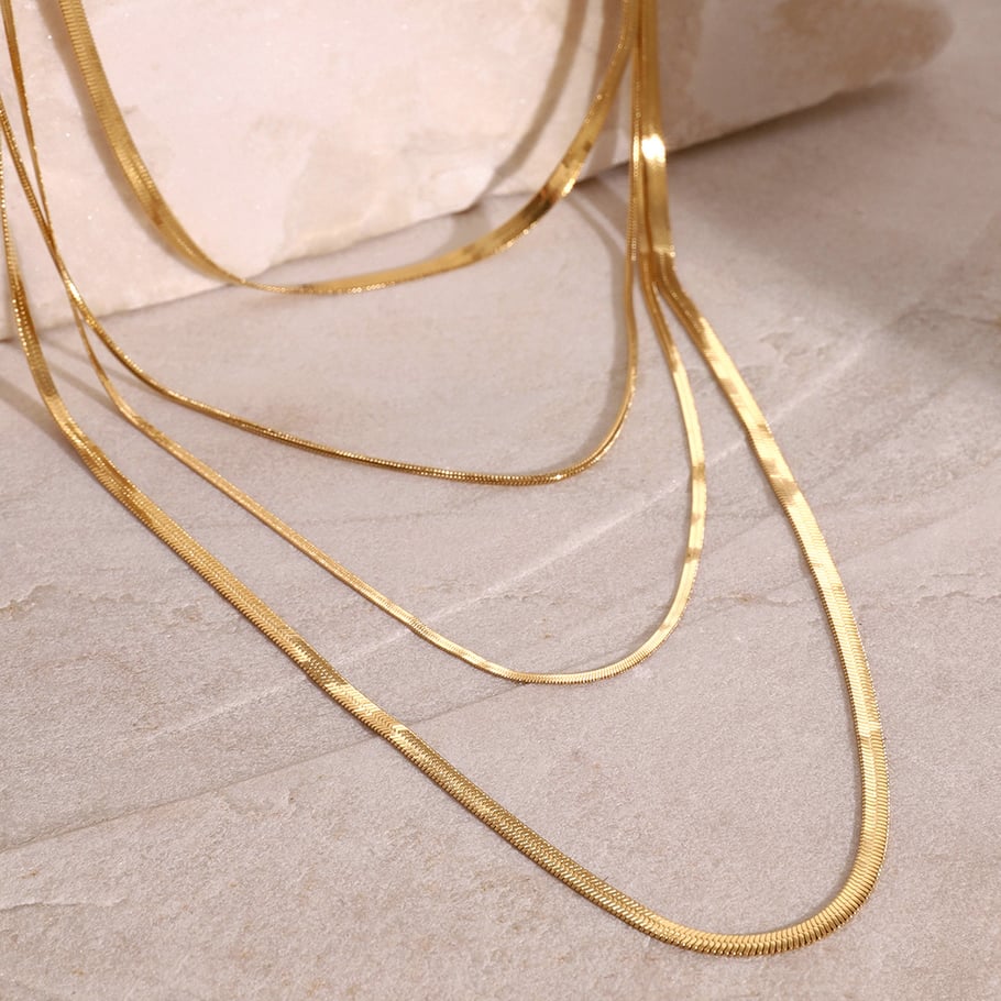 1 Piece Simple Series Simple Solid Color Stainless Steel 18K Gold Plated Women Layered Necklaces Picture4