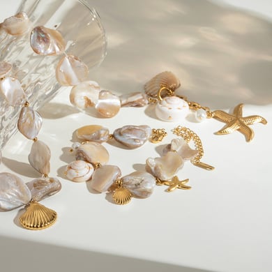 1 Piece Simple Series Vacation Turtle Stainless Steel 18K Gold Plated Pearl Women Beaded Bracelets h5 Picture4