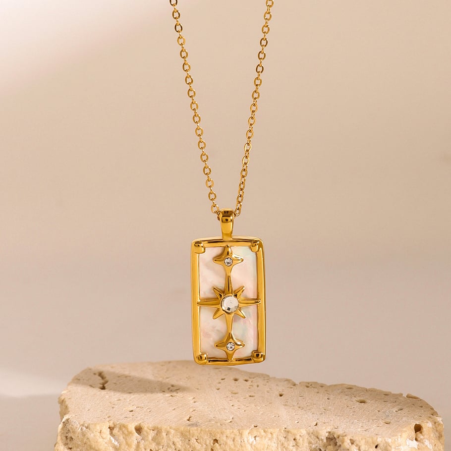 1 Piece Simple Series Retro Engraved Stainless Steel 18K Gold Plated Shell Women Pendant necklaces Picture3