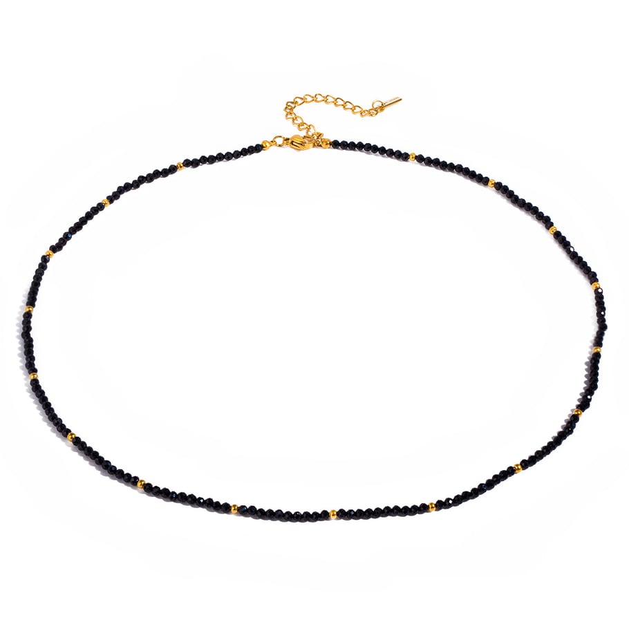 1 Stück Simple Series Elegante Perlen Edelstahl 18 Karat vergoldet Naturstein Damen Perlenketten Bild5