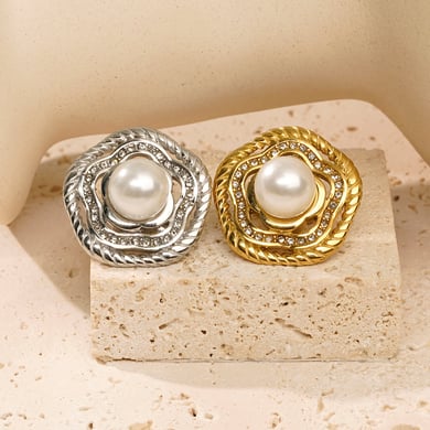 1 Paar Luxuriöse Serie Retro Geometrische Titan Stahl Gold Farbe Damen Ohrstecker h5 Bild4