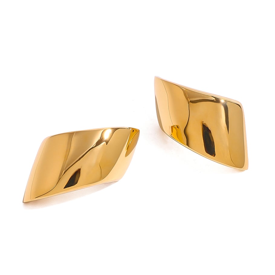 1 Paar Simple Series Einfache geometrische Ohrstecker aus Edelstahl mit 18 Karat Vergoldung für Damen Bild5