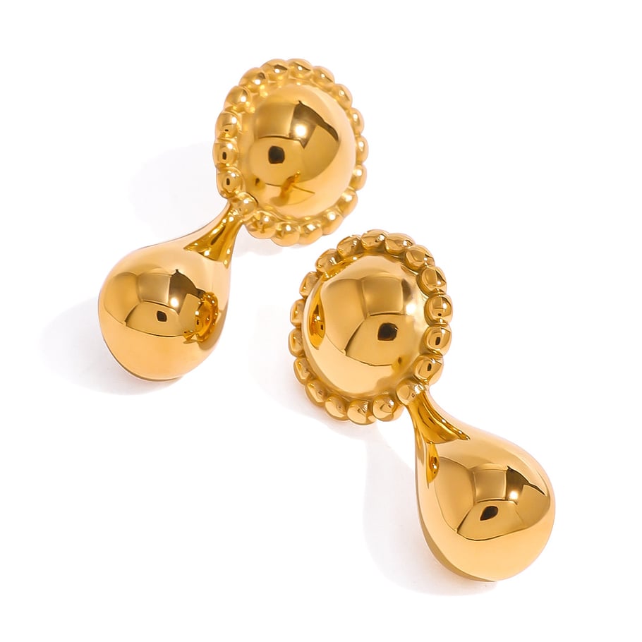 1 paire de boucles d&#39;oreilles pendantes rétro en acier inoxydable plaqué or 18 carats pour femme, série Simple Image10