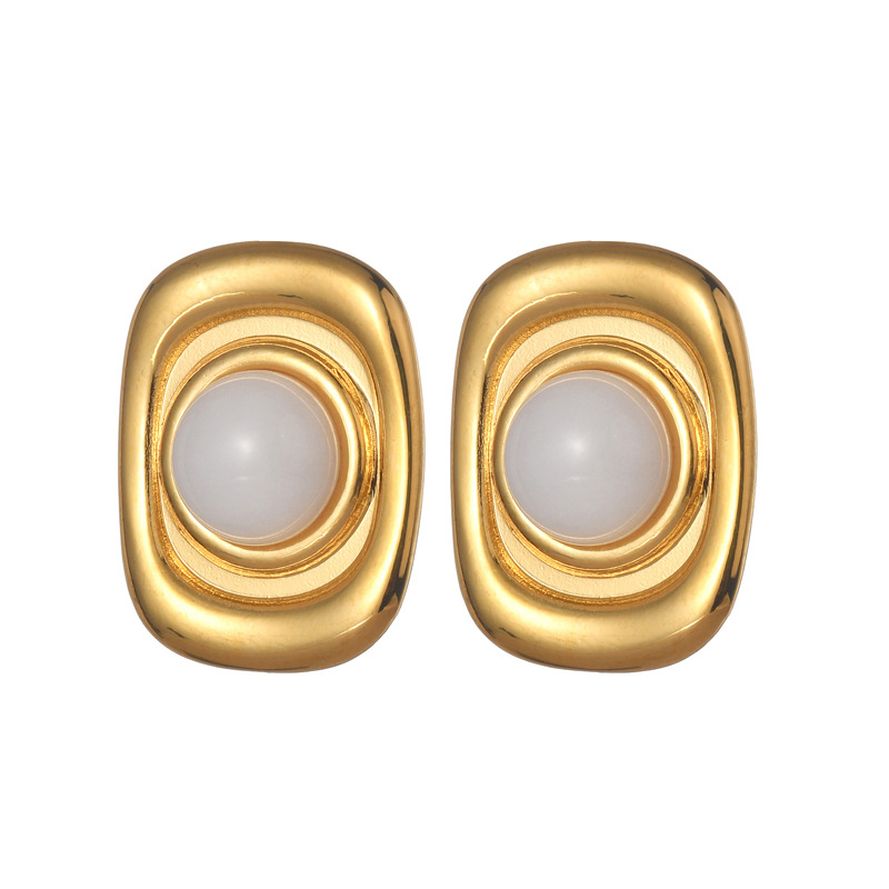 1 Pair Romantic Series Elegant Geometric Stainless Steel 18K Gold Plated Women Stud Earrings Picture5