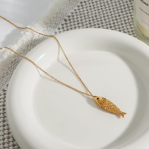 1 Piece Vacation Series Delicate Conch Stainless Steel Gold Color Women's Pendant Necklaces