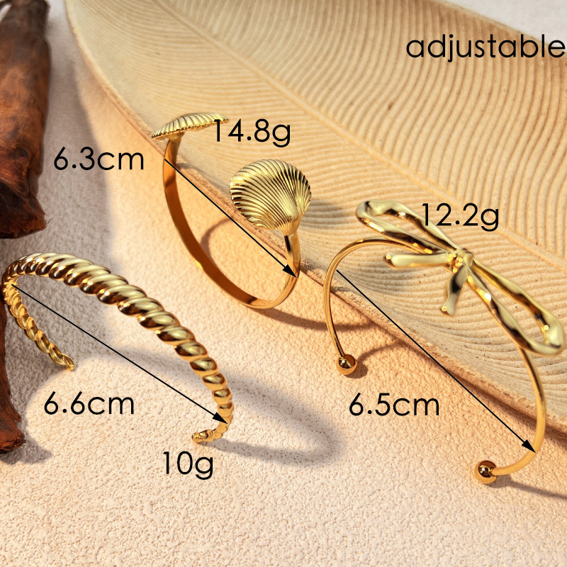 1 Piece Simple Series Classic Bow Knot Stainless Steel Gold Color  Women's Bangles Picture5