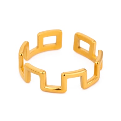 1 Paar Simple Series Einfache geometrische Edelstahl 18 Karat vergoldete verstellbare Damenringe h5 Bild4