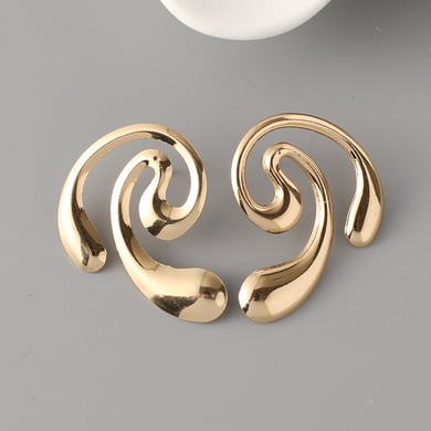 1 Paar Simple Series Simple Ring Eisen vergoldet Damen Ohrstecker h5 Bild2