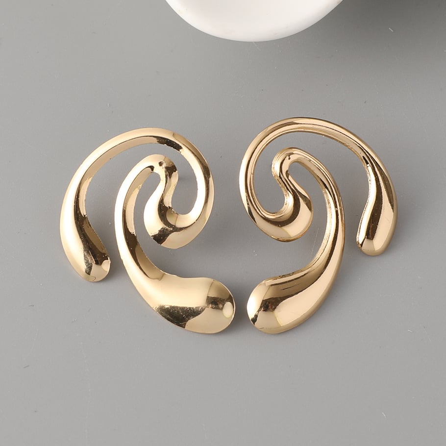 1 Paar Simple Series Simple Ring Eisen vergoldet Damen Ohrstecker Bild2