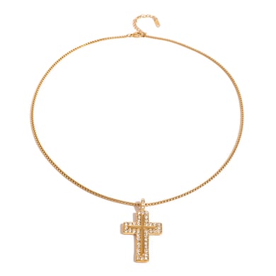 1 Piece Ethnic Series Classic Cross Stainless Steel 18K Gold Plated Zircon Women Pendant Necklaces h5 Picture6