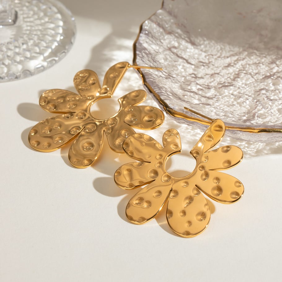 1 paire de boucles d&#39;oreilles pendantes rétro en acier inoxydable plaqué or 18 carats pour femme, série classique Image2