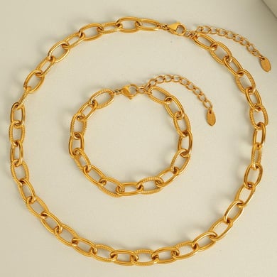 1 Piece Simple Series Classic Solid Color Titanium Steel   Gold Color  Women's Chain Necklaces h5 Picture7