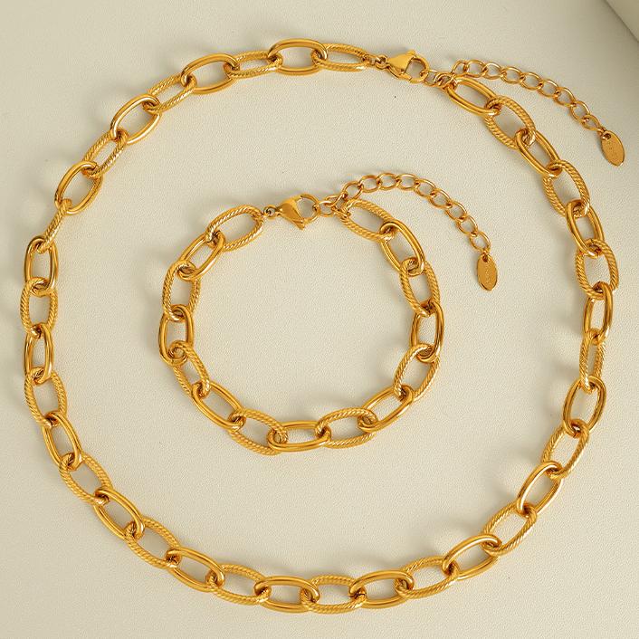 1 Piece Simple Series Classic Solid Color Titanium Steel   Gold Color  Women's Chain Necklaces Picture7