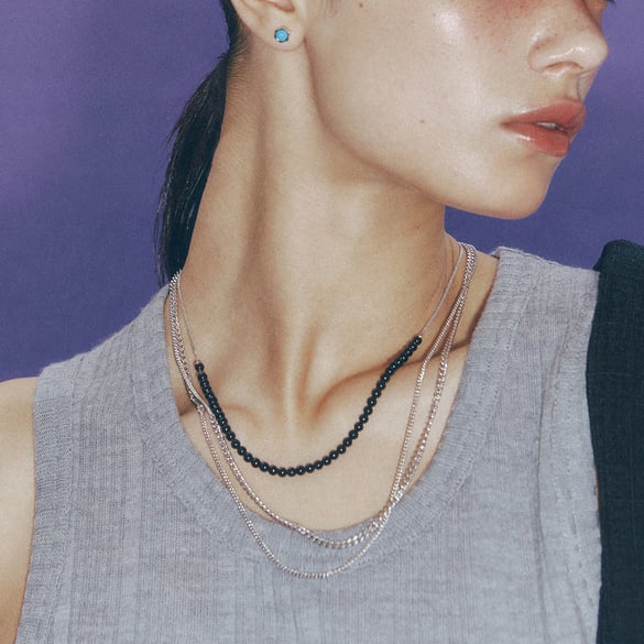 1 Stück Simple Series Einfache Kette Edelstahl Mehrlagige Halsketten für Damen 2