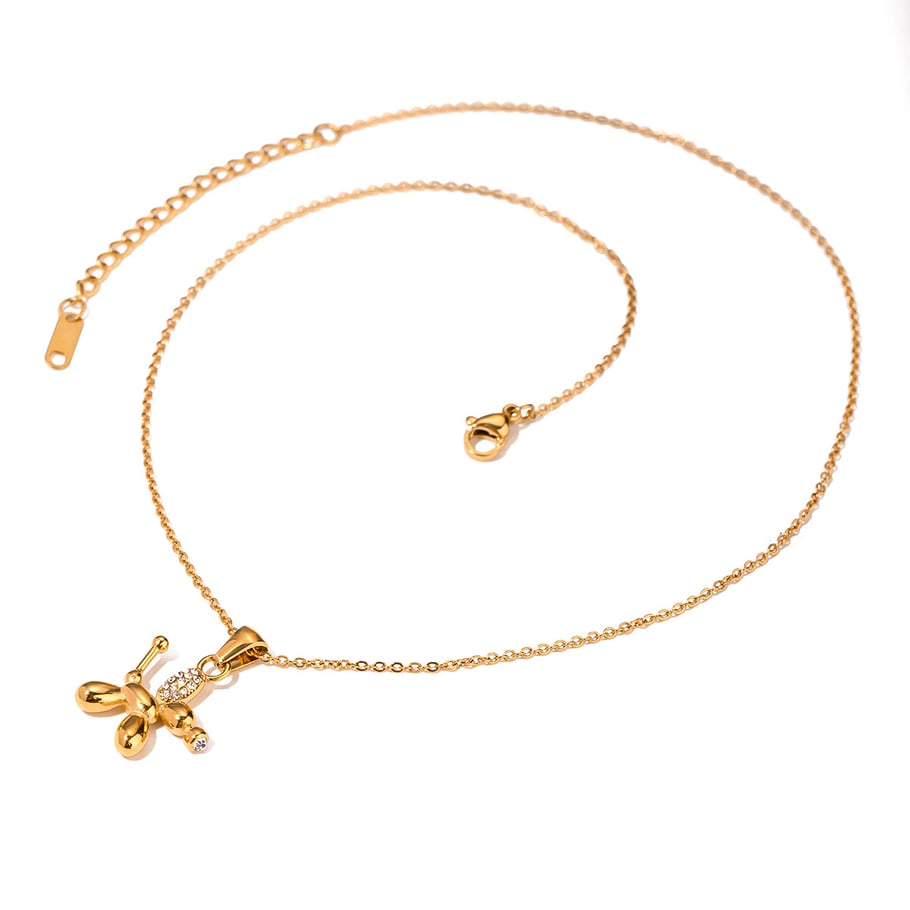 1 Piece Simple Series Cute Animal Stainless Steel 18K Gold Plated Rhinestone Women Pendant necklaces Picture6