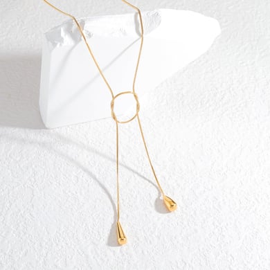 Collier avec pendentif simple et décontracté en acier inoxydable plaqué or 18 carats pour femme h5 Image2