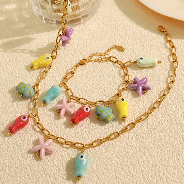 1 Piece Simple Series Cute Turtle Stainless Steel 18K Gold Plated Women Charm Bracelets