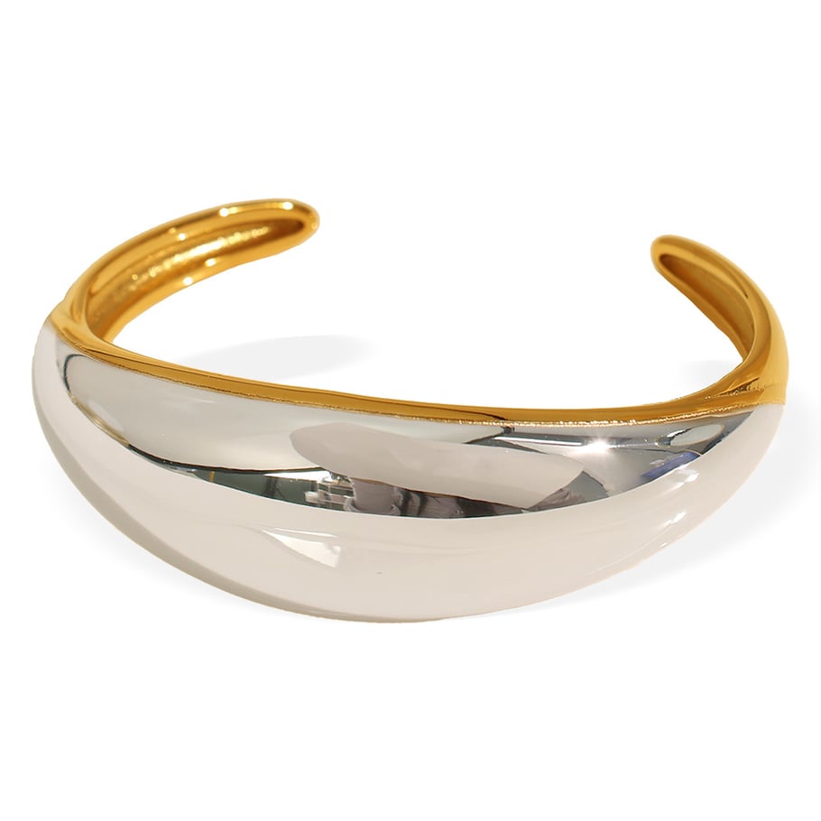 1 Piece Simple Series Simple Geometric Stainless Steel 18K Gold Plated Women Bangles Picture6