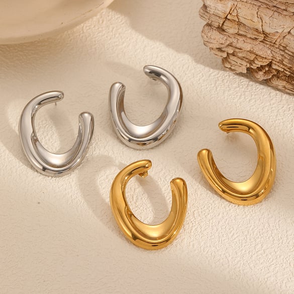 1 paire de boucles d&#39;oreilles à tige simples et irrégulières en acier inoxydable