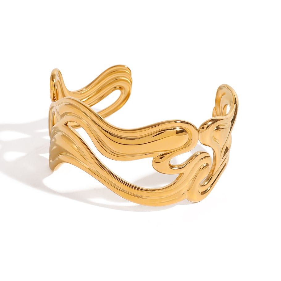 1 Piece Simple Series Classic Solid Color Stainless Steel 18K Gold Plated Women Bangles Picture5
