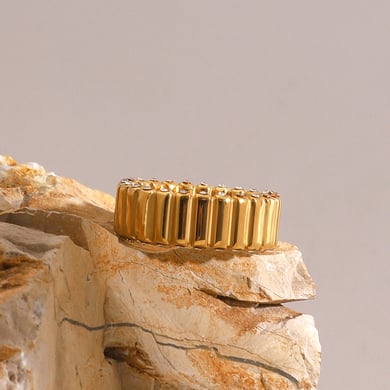 1 Paar Simple Series Europa und Amerika Ringförmige Edelstahl 18 Karat vergoldet Strass Damen Einzelringe h5 Bild4