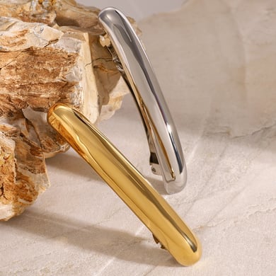 1 par de pinzas para el cabello para mujer, de acero inoxidable chapado en oro de 18 quilates, con diseño geométrico clásico de serie simple h5 Imagen5