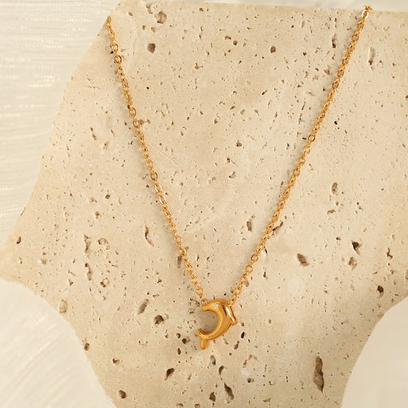 1 Piece Simple Series Natural Animal Titanium Steel   Gold Color  Women's Pendant Necklaces 2