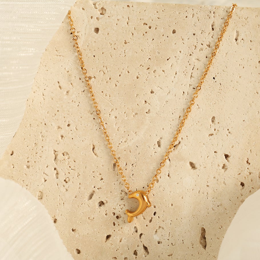 1 Piece Simple Series Natural Animal Titanium Steel   Gold Color  Women's Pendant Necklaces Picture3